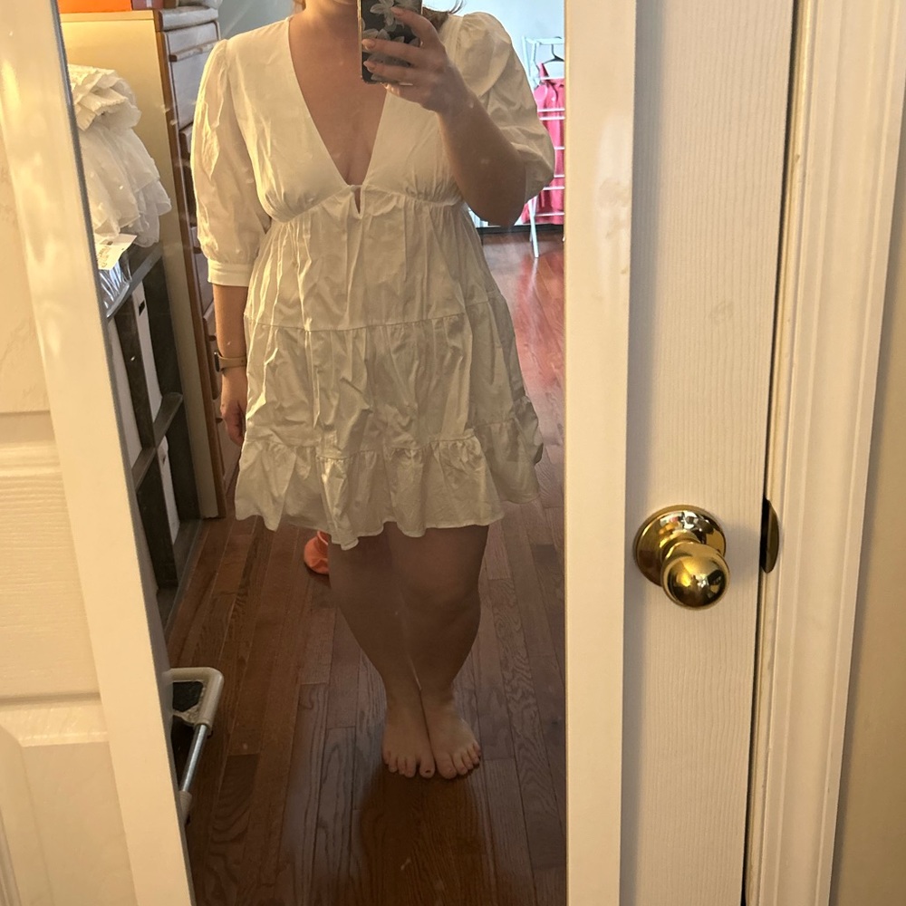 White Puff Sleeve Dress